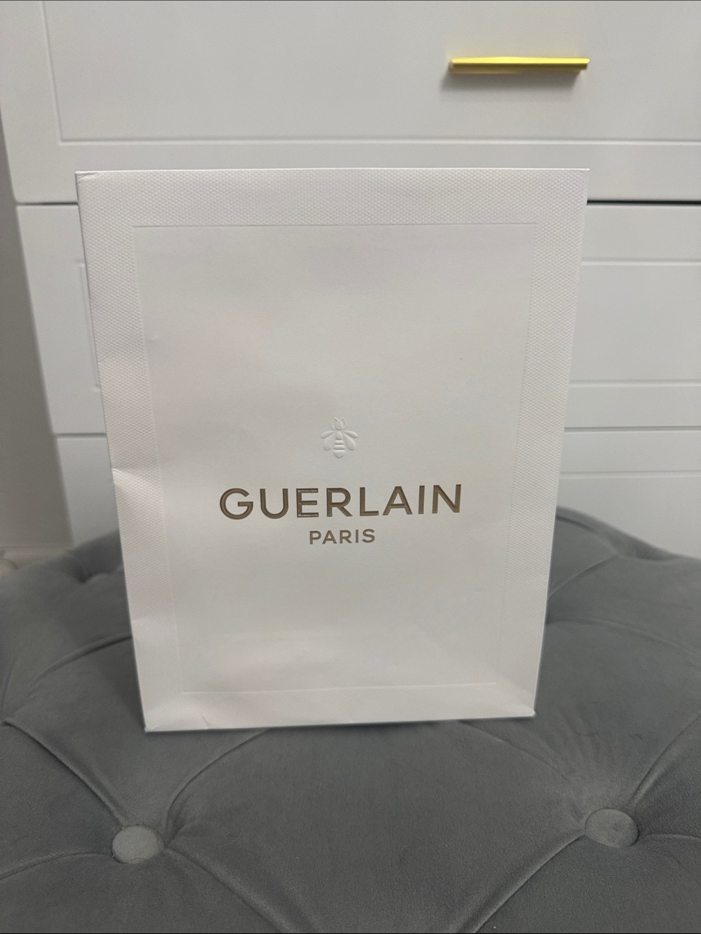 GUERLAIN White Paper Shopping Bag with Gold Logo